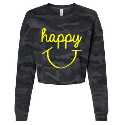 Happy Smiley Face Shirt Cropped Pullover Crew