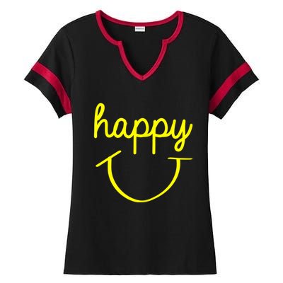 Happy Smiley Face Shirt Ladies Halftime Notch Neck Tee