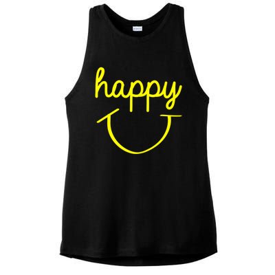 Happy Smiley Face Shirt Ladies PosiCharge Tri-Blend Wicking Tank