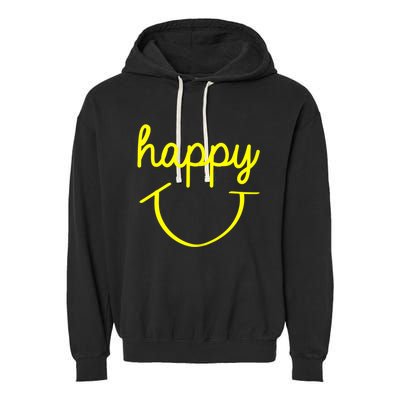 Happy Smiley Face Shirt Garment-Dyed Fleece Hoodie