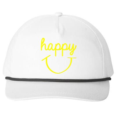 Happy Smiley Face Shirt Snapback Five-Panel Rope Hat