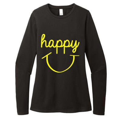 Happy Smiley Face Shirt Womens CVC Long Sleeve Shirt