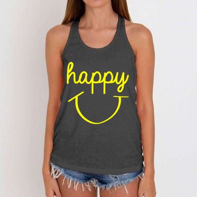 Happy Smiley Face Shirt Women's Knotted Racerback Tank