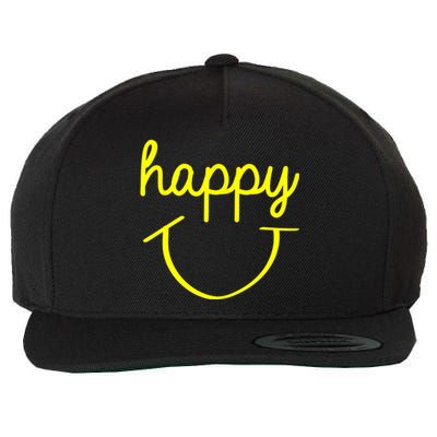 Happy Smiley Face Shirt Wool Snapback Cap