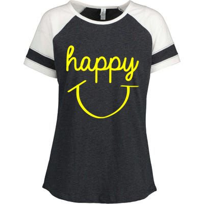 Happy Smiley Face Shirt Enza Ladies Jersey Colorblock Tee