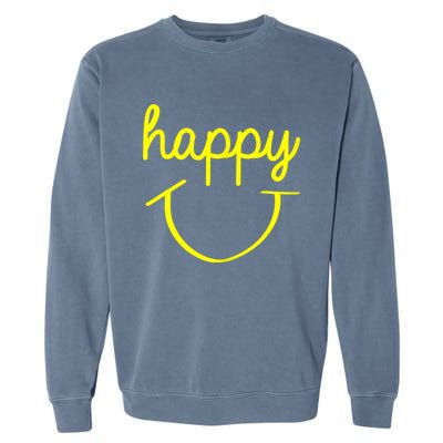 Happy Smiley Face Shirt Garment-Dyed Sweatshirt