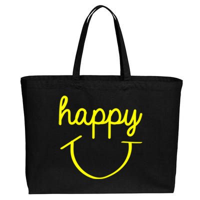 Happy Smiley Face Shirt Cotton Canvas Jumbo Tote