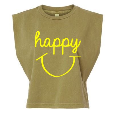 Happy Smiley Face Shirt Garment-Dyed Women's Muscle Tee