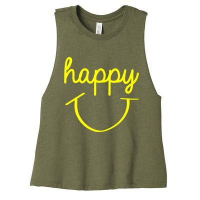 Happy Smiley Face Shirt Women's Racerback Cropped Tank