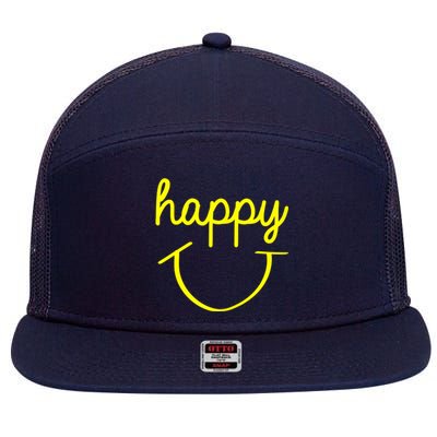 Happy Smiley Face Shirt 7 Panel Mesh Trucker Snapback Hat