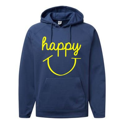 Happy Smiley Face Shirt Performance Fleece Hoodie