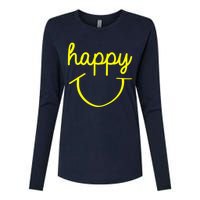 Happy Smiley Face Shirt Womens Cotton Relaxed Long Sleeve T-Shirt