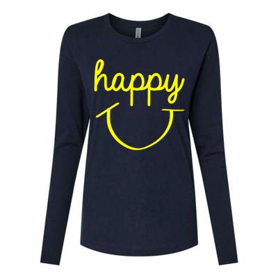 Happy Smiley Face Shirt Womens Cotton Relaxed Long Sleeve T-Shirt