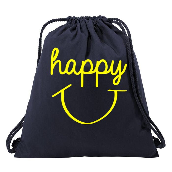 Happy Smiley Face Shirt Drawstring Bag