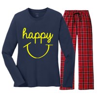 Happy Smiley Face Shirt Women's Long Sleeve Flannel Pajama Set 