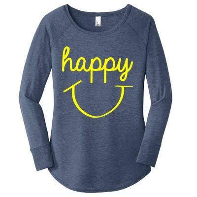 Happy Smiley Face Shirt Women's Perfect Tri Tunic Long Sleeve Shirt