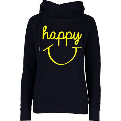 Happy Smiley Face Shirt Womens Funnel Neck Pullover Hood