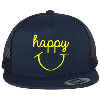 Happy Smiley Face Shirt Flat Bill Trucker Hat