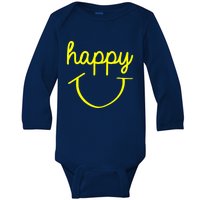 Happy Smiley Face Shirt Baby Long Sleeve Bodysuit