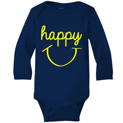 Happy Smiley Face Shirt Baby Long Sleeve Bodysuit