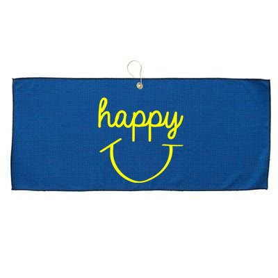 Happy Smiley Face Shirt Large Microfiber Waffle Golf Towel