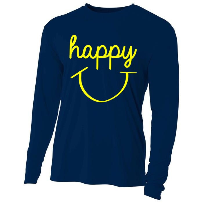 Happy Smiley Face Shirt Cooling Performance Long Sleeve Crew