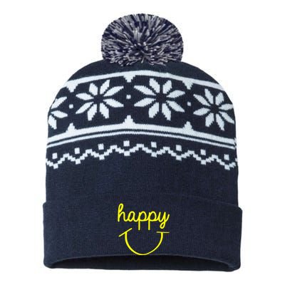 Happy Smiley Face Shirt USA-Made Snowflake Beanie