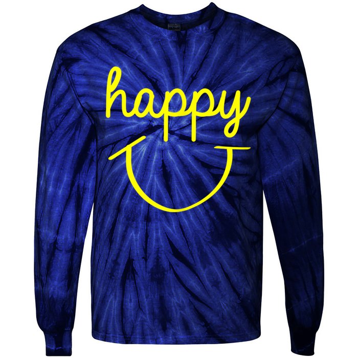 Happy Smiley Face Shirt Tie-Dye Long Sleeve Shirt