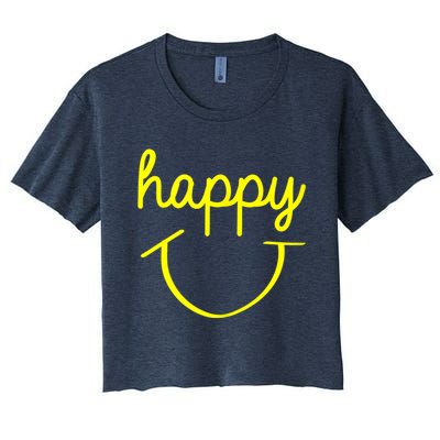 Happy Smiley Face Shirt Women's Crop Top Tee