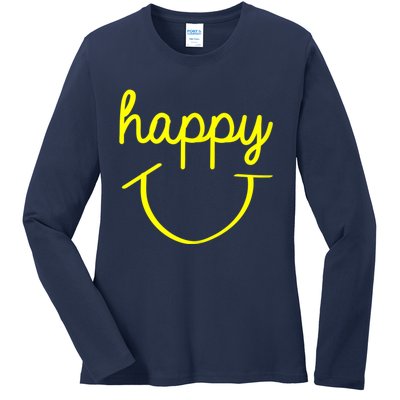 Happy Smiley Face Shirt Ladies Long Sleeve Shirt