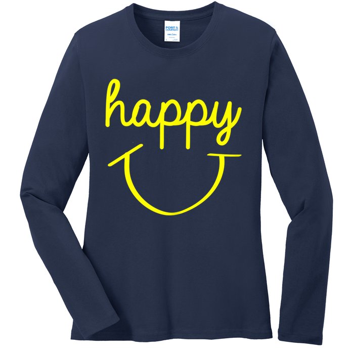 Happy Smiley Face Shirt Ladies Long Sleeve Shirt