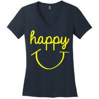 Happy Smiley Face Shirt Women's V-Neck T-Shirt