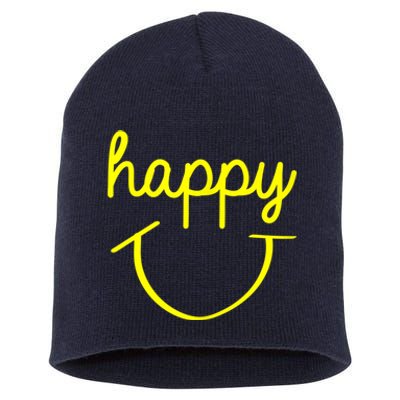 Happy Smiley Face Shirt Short Acrylic Beanie