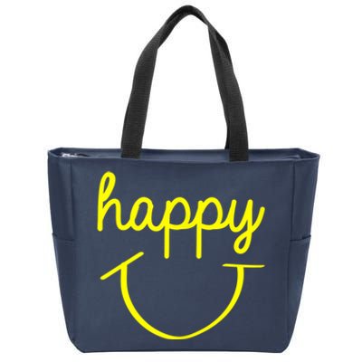 Happy Smiley Face Shirt Zip Tote Bag