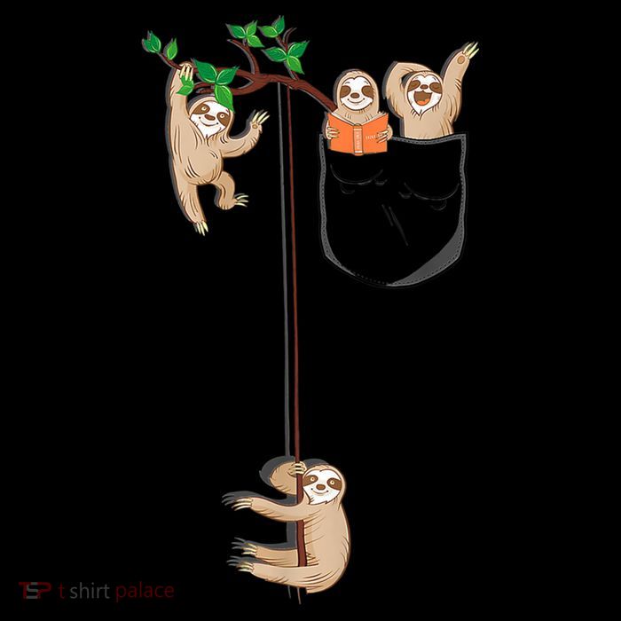 Happy Sloth Family Habitat In Pocket Stripe Pom Pom Beanie