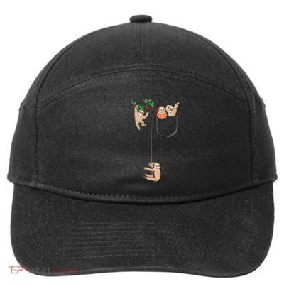 Happy Sloth Family Habitat In Pocket 7-Panel Snapback Hat