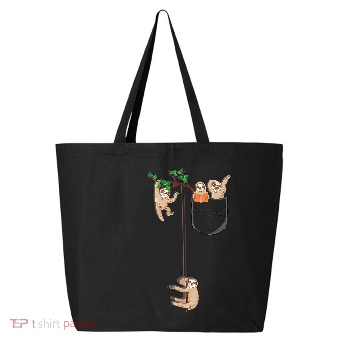 Happy Sloth Family Habitat In Pocket 25L Jumbo Tote