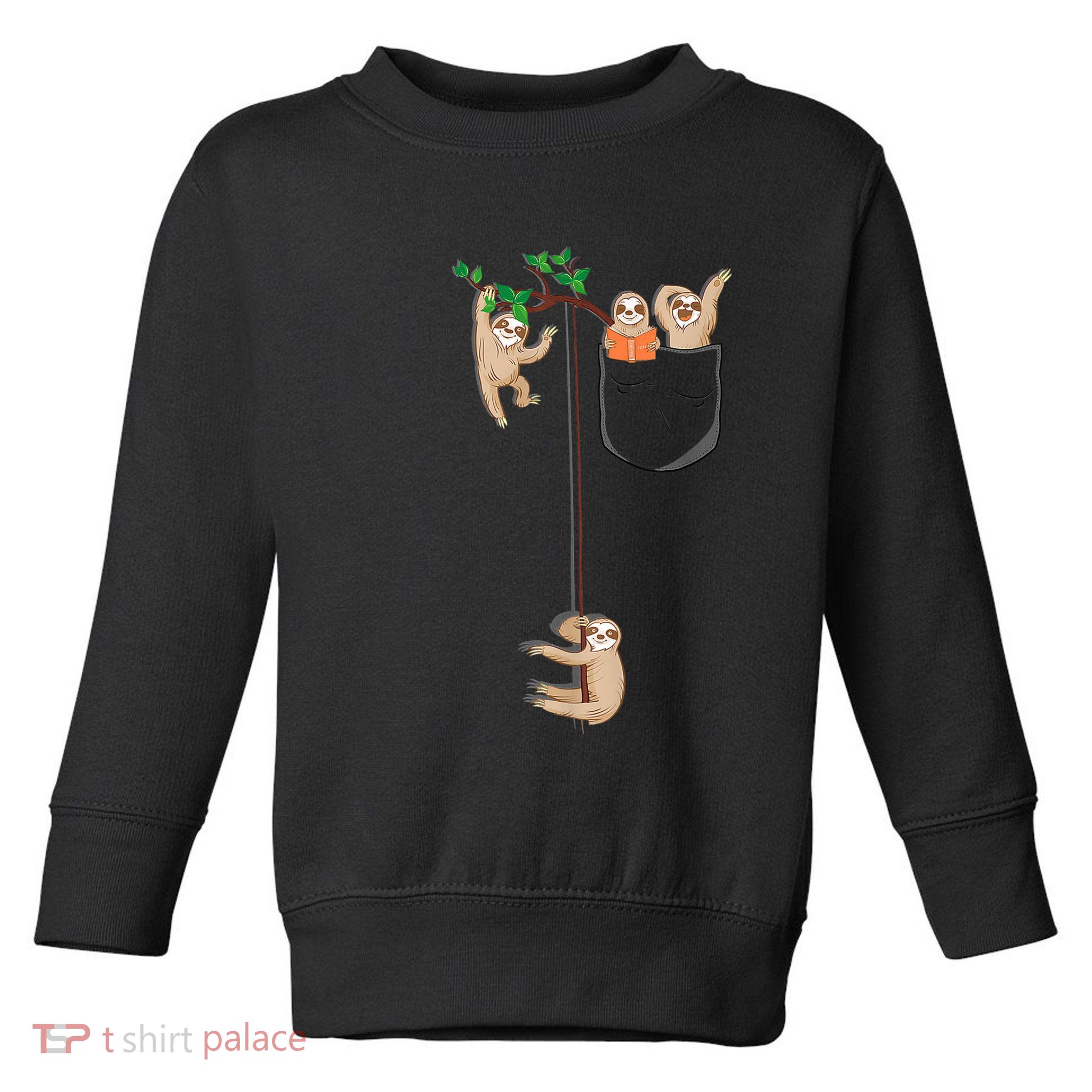 Happy Sloth Family Habitat In Pocket Toddler Sweatshirt