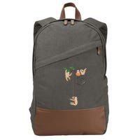 Happy Sloth Family Habitat In Pocket Cotton Canvas Backpack