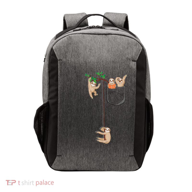 Happy Sloth Family Habitat In Pocket Vector Backpack