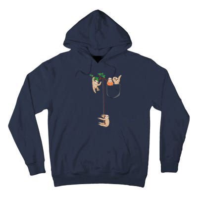 Happy Sloth Family Habitat In Pocket Tall Hoodie