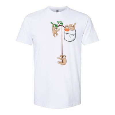 Happy Sloth Family Habitat In Pocket Softstyle CVC T-Shirt