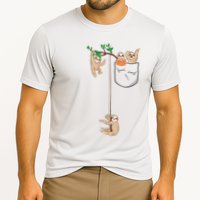 Happy Sloth Family Habitat In Pocket Cooling Performance Crew T-Shirt