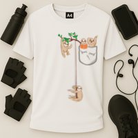 Happy Sloth Family Habitat In Pocket Cooling Performance Crew T-Shirt
