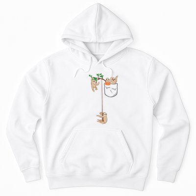 Happy Sloth Family Habitat In Pocket Hoodie