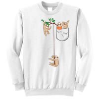 Happy Sloth Family Habitat In Pocket Sweatshirt