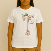 Happy Sloth Family Habitat In Pocket T-Shirt