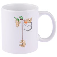 Happy Sloth Family Habitat In Pocket 11oz C Handle Ceramic Mug