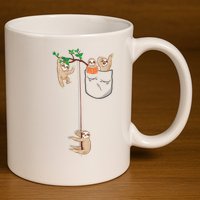 Happy Sloth Family Habitat In Pocket 11oz C Handle Ceramic Mug