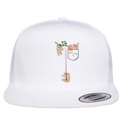 Happy Sloth Family Habitat In Pocket Flatbill Hat
